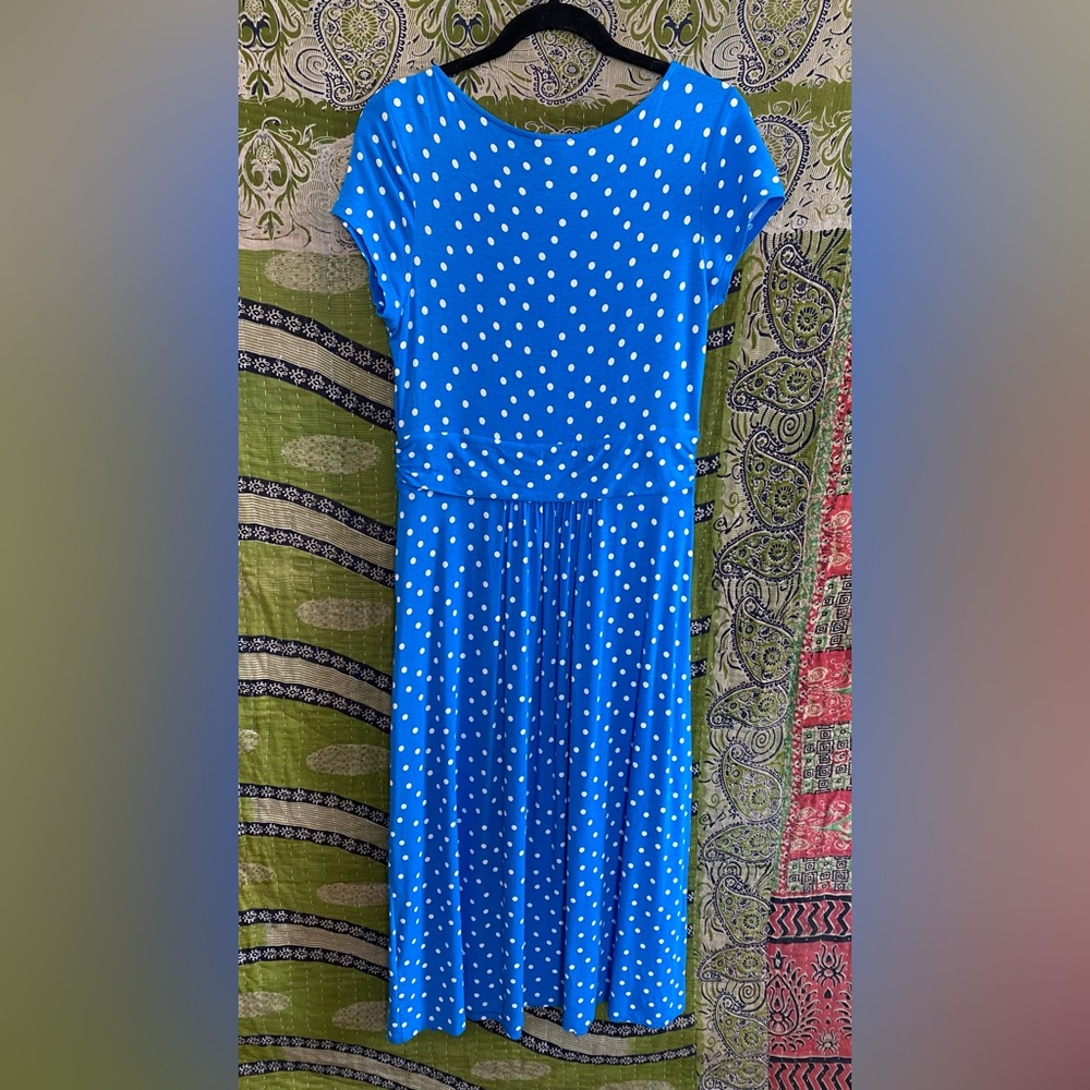 Boden Blue/ White Polka Dot Amelie Jersey Knit Midi Dress Size 8 Buyer Favorite - Picture 11 of 15